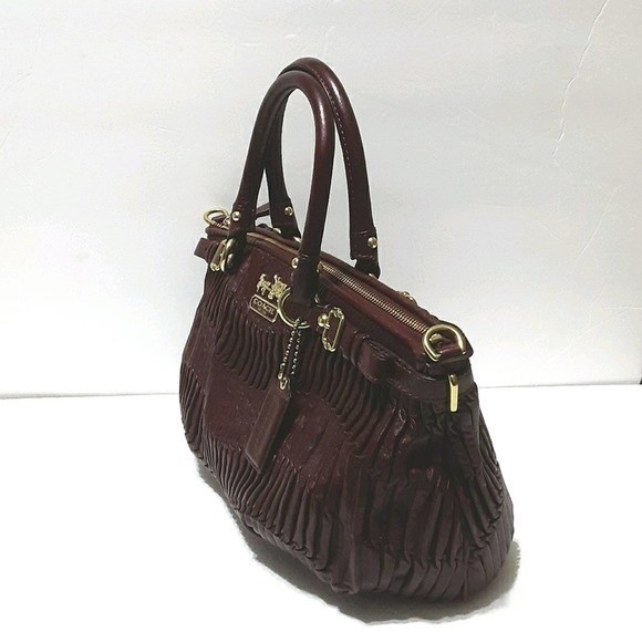 Coach Purple Madison Sophia F 1182-18620 Pleated Leather Satchel Purse - Picture 4 of 11
